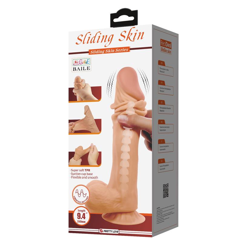 Dildo Realista Doble Densidad Piel Deslizante Retractil 24 cm