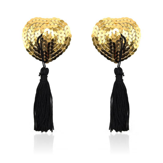 Pezonera de Corazon con Lentejuelas Doradas