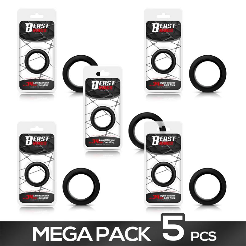 Pack de 5 Anillo Pene Silicona Liquida 34 cm