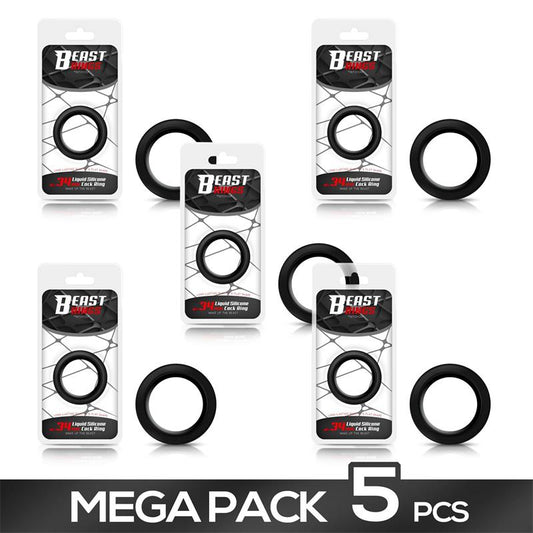 Pack de 5 Anillo Pene Silicona Liquida 34 cm
