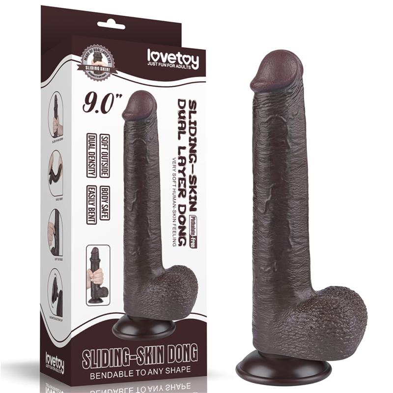 Dildo Dual Density Piel Deslizante Retractil 9