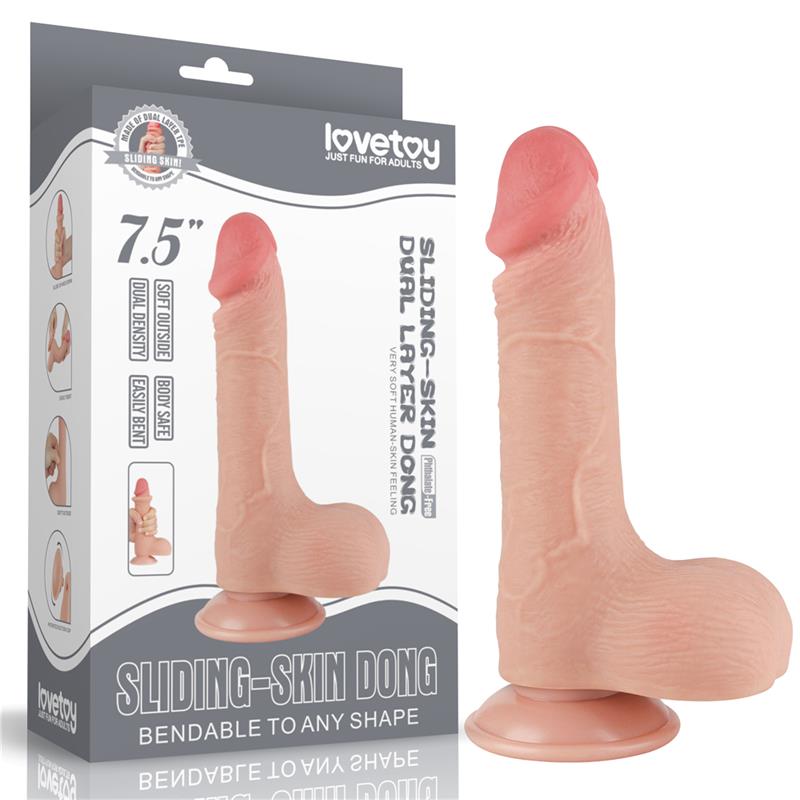 Dildo Dual Layer Piel Deslizante Retractil 75