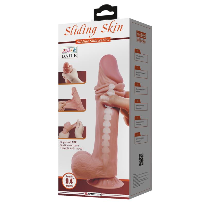 Dildo Realista Piel Deslizante Retractil 24 cm