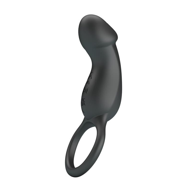 Trae Anillo Vibrador Silicona USB Negro