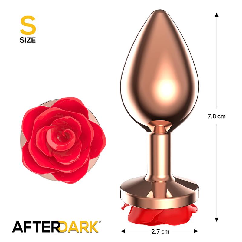 Rose Plug Anal Oro Rosa Rosa Roja en la Base Talla S