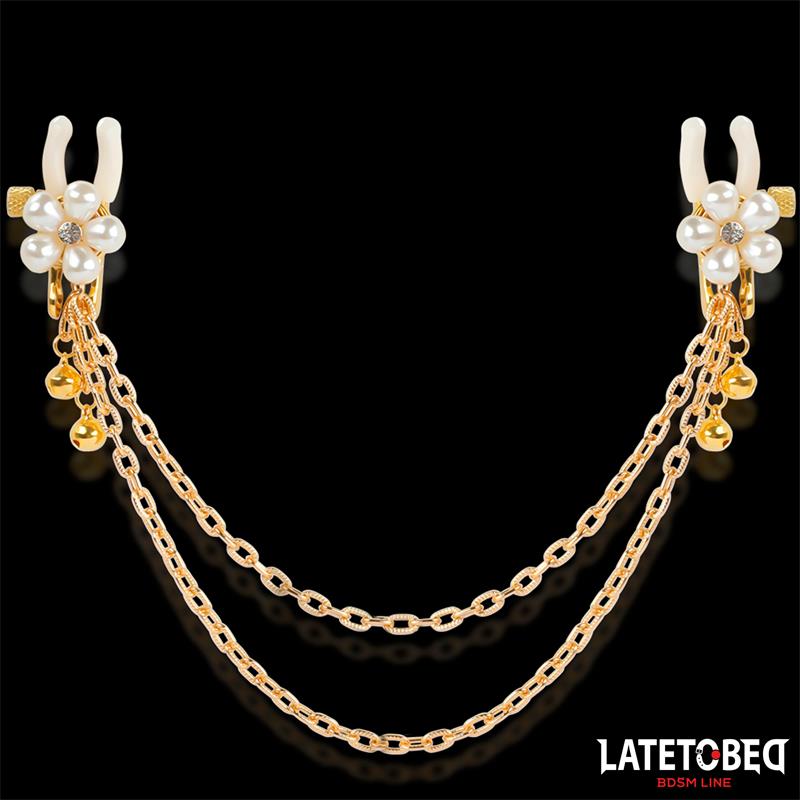 Pinzas para Pezones con Cadena y Flor de Perlas