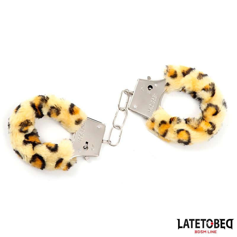 Esposas de Metal Furry con Pelo Animal Print Leopardo