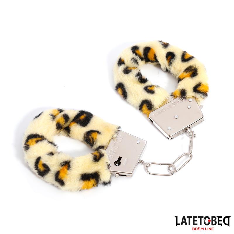 Esposas de Metal Furry con Pelo Animal Print Leopardo